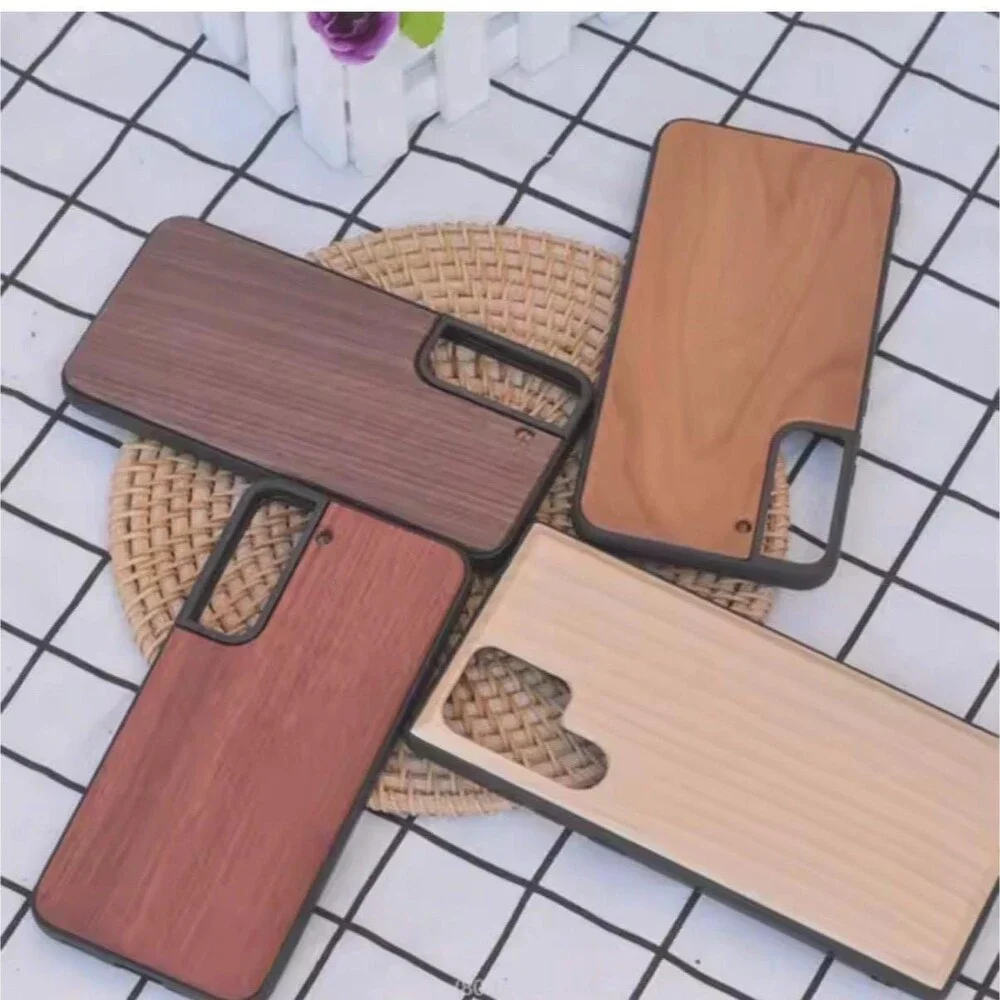 Custom Laser Engraved Wood Backing Phone Case For Samsung Galaxy S26